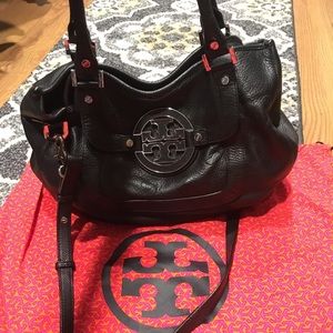 Black Tory Burch soft leather bag
